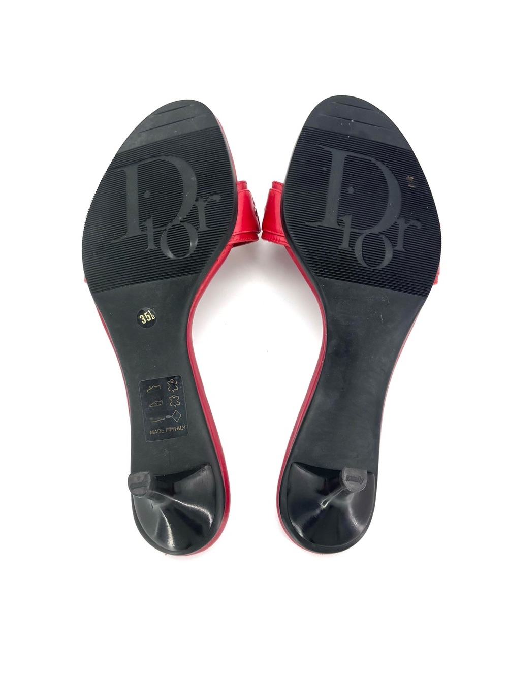 Dior Vintage Galliano Logo Plaque Red Leather Slip On Mules Sandals 35.5 - Picture 7 of 9